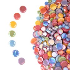 Samjobroad Rainbow Mosaic Tiles for Crafts   1lb Round Mosaic Pieces, Kiln-Fired