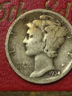 1934-D   Mercury SILVER Dime SOLID GOOD CONDITION    This Is A LARGE "D" VARIETY