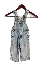 VTG OshKosh B'Gosh ACID WASHED BLUE DENIM OVERALLS Vestbak Shorts Shortalls 2T