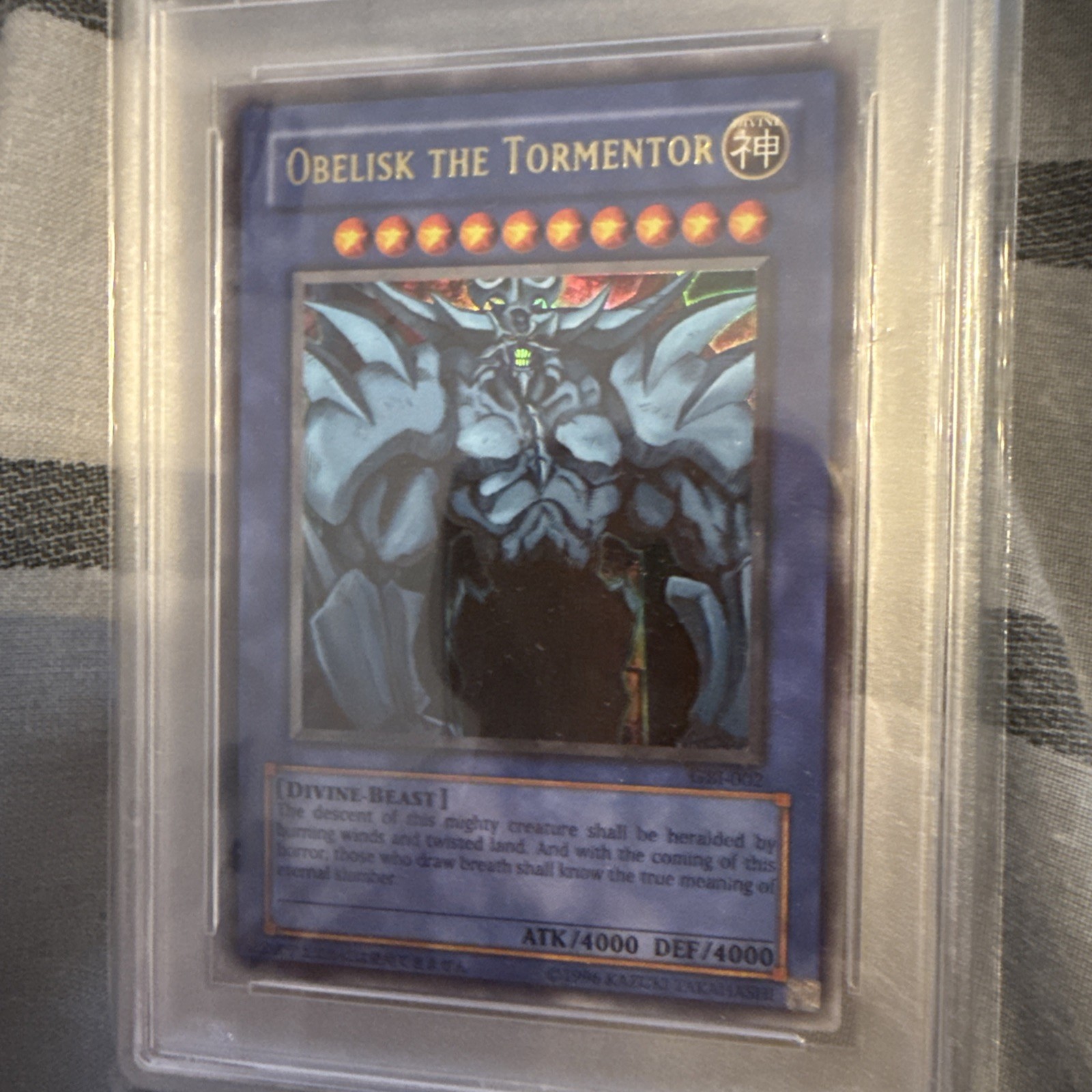 2003 YU-GI-OH! OBELISK THE TORMENTOR Game Boy Ultra Rare GBI-002 - PSA 8 view 3
