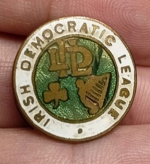 Rare 1920s Antique Irish Democratic League Enamel Lapel Badge IDL