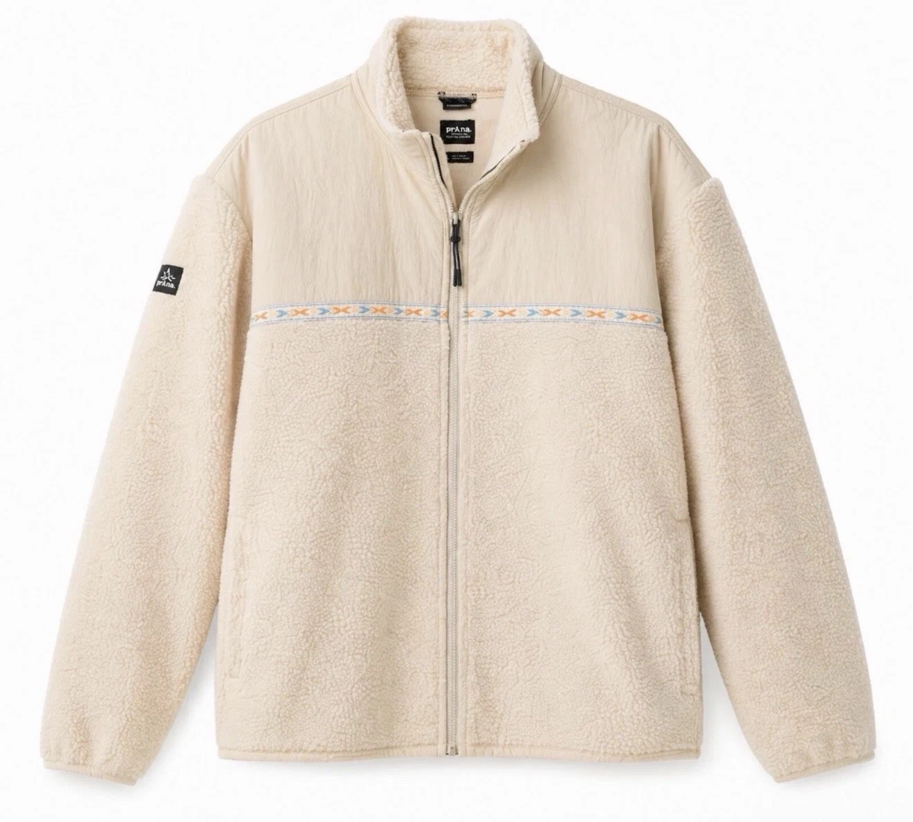 Prana Large Fleece Jacket Hurricane Full Zip Cliffside Ivory Men's M Unisex NWT