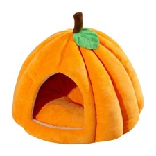 Pumpkin Cat Bed Cozy Kitten Cave Bed Pumpkin Dog Plush Bed for Bedroom positive