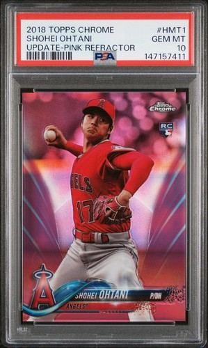 2018 TOPPS CHROME UPDATE PINK REFRACTOR #HMT1 SHOHEI OHTANI ROOKIE RC PSA 10