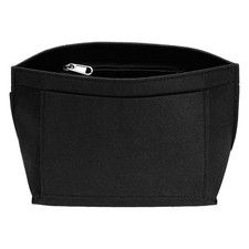 Purse Organizer Insert, Small Felt Handbag Organizer with Zipper, Black