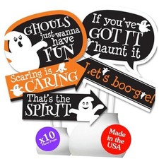 Funny Spooky Ghost - Halloween Photo Booth Prop Kit, DIY Setup - 10pc