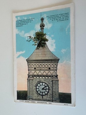 Maple Tree on Court House Tower Greensburg Indiana IN Postcard