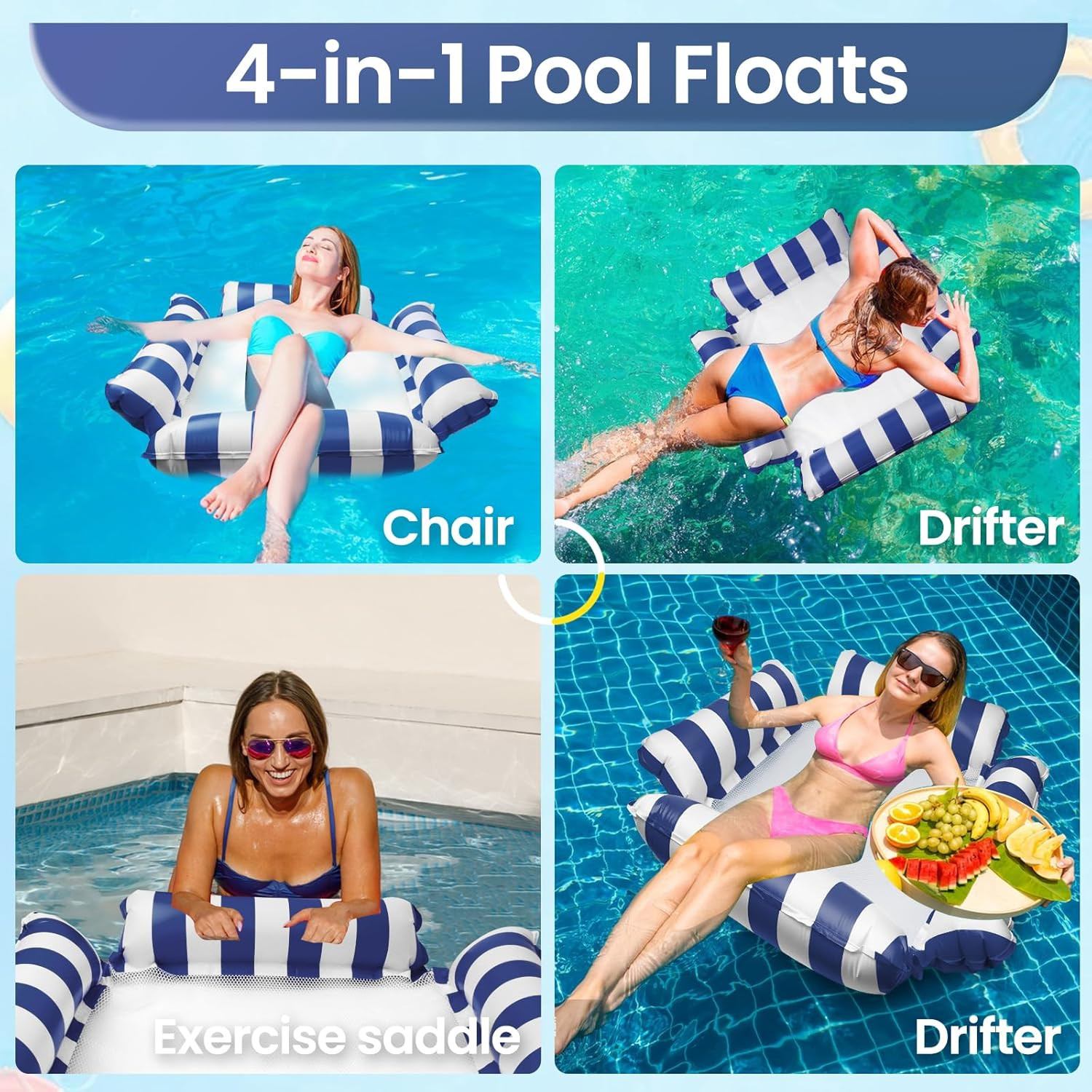 Pool Floats Adult Water Hammock Inflatable Summer Floaties for Adults