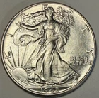 1942-P Walking Liberty Half Dollar, AU+/BU (lot 30)