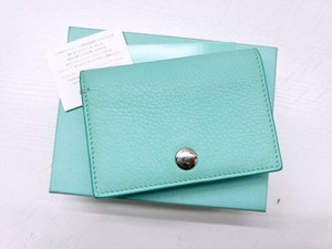 Tiffany & Co Leather Card Case in Tiffany Blue Aqua W/Box Used