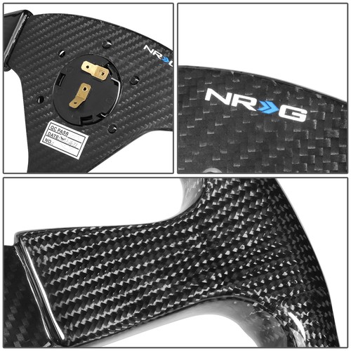 NRG INNOVATIONS 350MM FLAT DISH 6-HOLE CARBON FIBER 3-SPOKE STEERING WHEEL BLACK - Picture 5 of 6