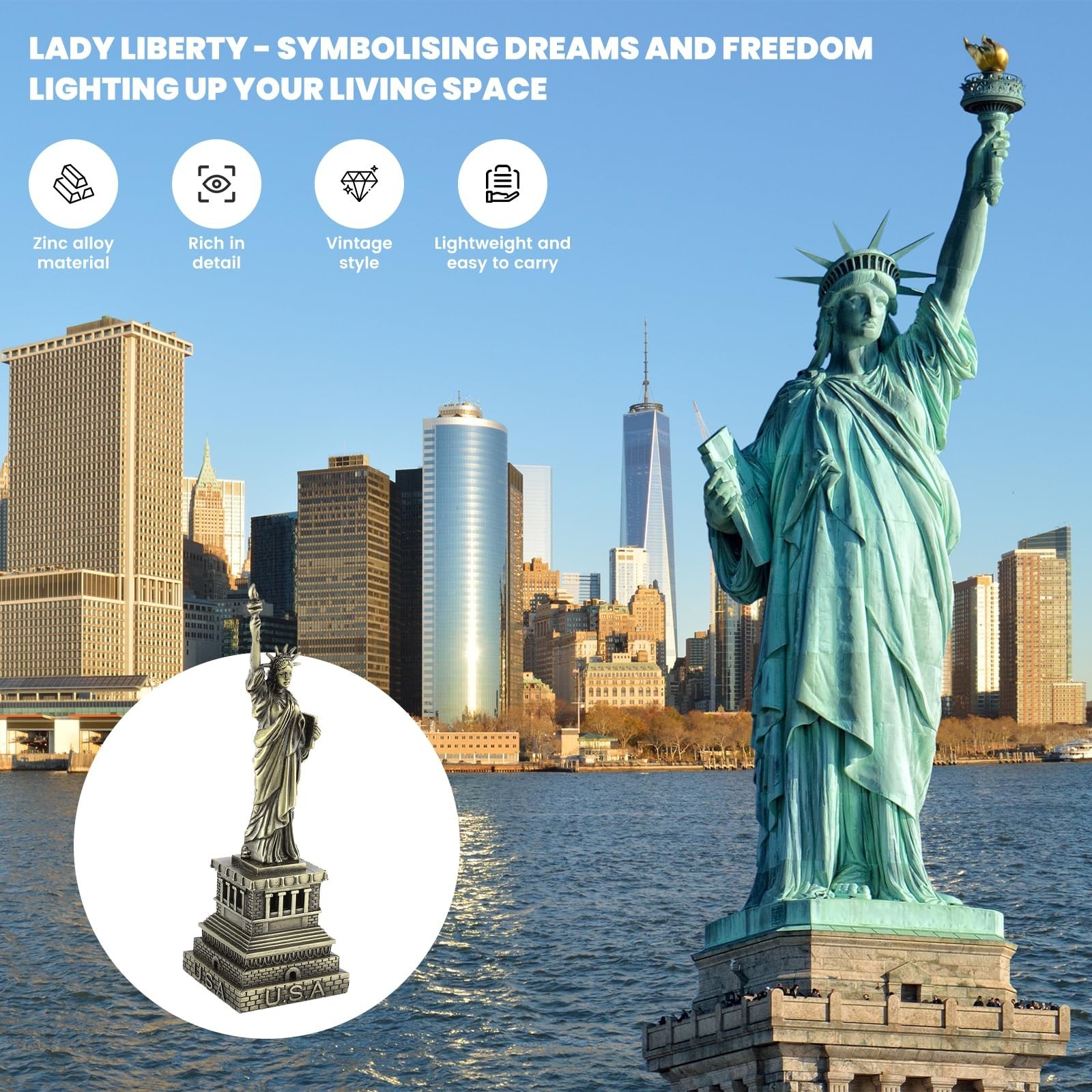 Topyond Statue of Liberty Figurine Souvenir, Metal Building Model, Souvenir a...