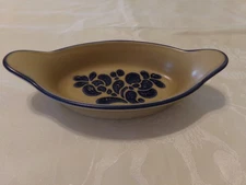 Pfaltzgraff Folk Art 8 Inch Augratin Au Gratin Oval Baking Dish USA VGC!