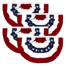 3x6Ft American Pleated Fan Flag - US Patriotic Half Fan Bunting 4 Pack