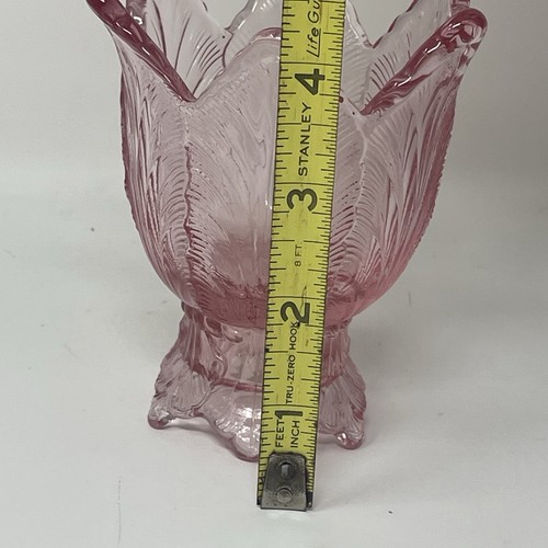 Beautiful Pink 4” Fenton Art Glass Tulip Shape Two Way Votive Candle Holder - Picture 5 of 5