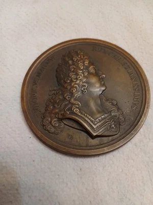 Médaille De Bronze Louis XIV VIRTVTINAVTICAE PRAEMIA DATA 7CM - Photo 1/2