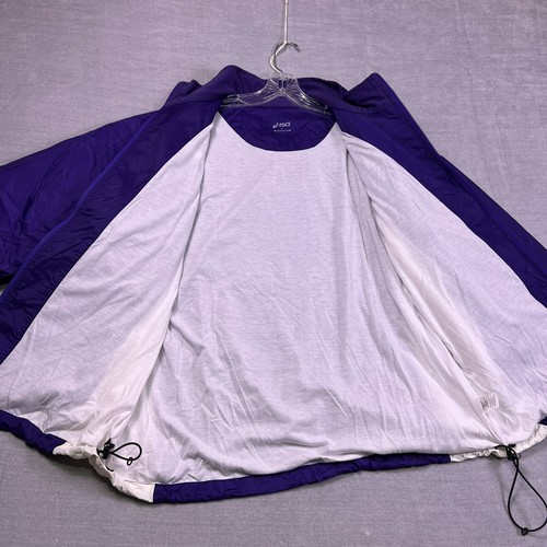 Vintage ASICS Unisex Purple White Full Zip Windbreaker Running Jacket Size L - Picture 3 of 12