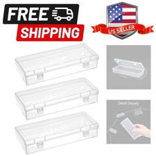 3pcs Mini Plastic Storage Containers Box with Hinged Lid, 6.1x2.5 Inches Smal...