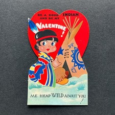 Vintage Valentine's Day Card • Be A Good Indian • Carrington Co • Die Cut Heart