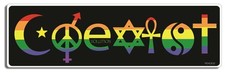 10" x 3" Bumper Sticker - COEXIST - Rainbow LGBTQ