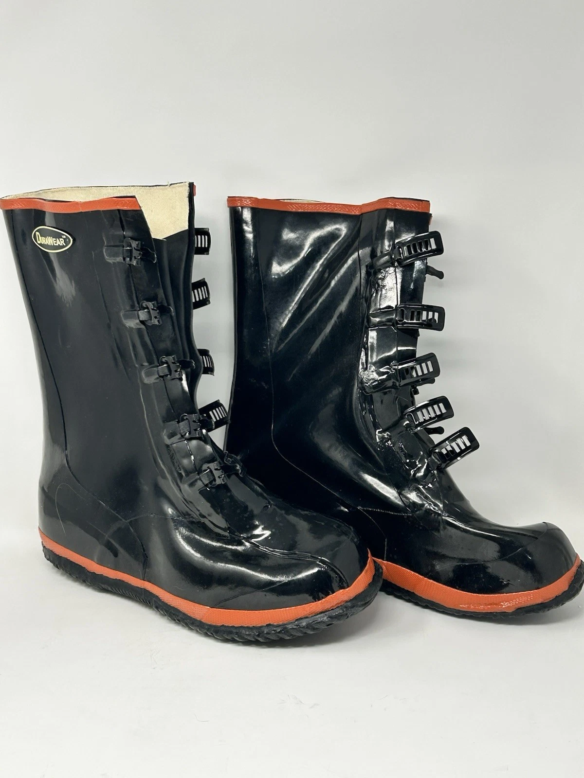 Rubber 5 Buckle Over Shoe Waterproof Mud Muck Hunting Fishing Farm Boots Size 11