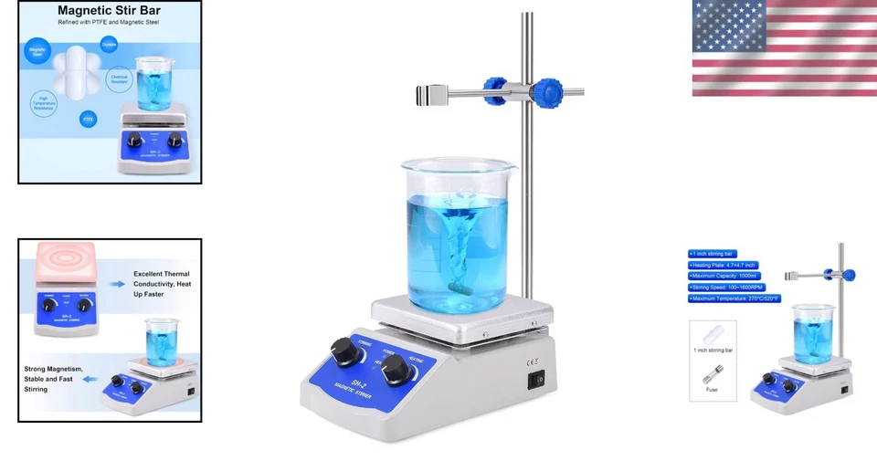 Magnetic Stirrer Hot Plate 1000ml Capacity 520°F 2000 RPM Stirring Laboratory - Image 2 of 4