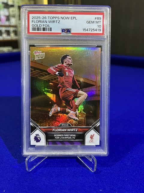 2025-26 Topps Now EPL Florian Wirtz Scores First Goal Topps Now Orange 25 PSA 10