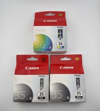 LOT OF 3 Genuine Canon Pixma 1 36 Tri-Color 2 35 Black Ink Cartridges NEW