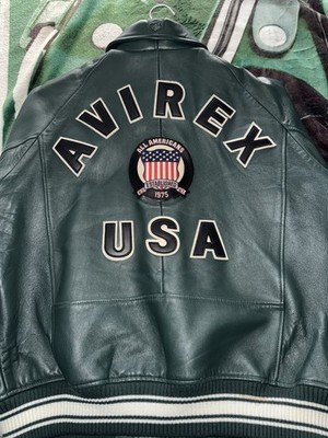 Avirex Icon Leather Jacket Hunter Green Size __ Varsity Bomber