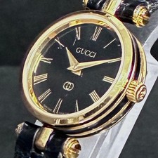 Gucci Working Item Quartz Watch Black Dial Gold Roman Numerals From Japan