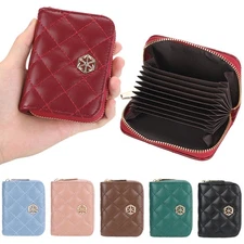 Women Credit Card Slot Wallet Leather Pocket Card Holder Zip Card Purse Bag Gift
