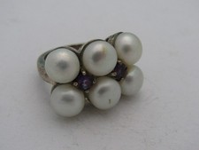 Sterling Silver CZ Multi Pearl Stone Ring Size 6.75 Z107