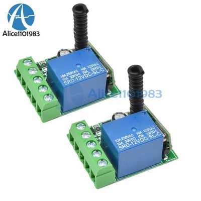 2PCS 433MHZ DC12V 10A 1CH   Relay RF Remote Control Switch Receiver Kit #pq