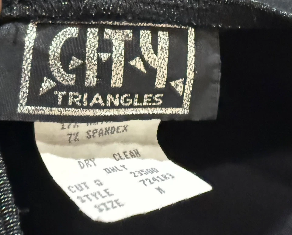 Vintage City Triangles Dress M Black Shimmer Metallic Y2K 90s Maxi Gown READ - Image 2 of 4