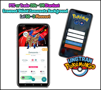 Crowned Shield Zamazenta Background lvl50 3 moves P T C or Tr-de 1M-20k stardust