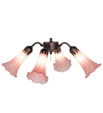 Meyda Tiffany 261502 Pink Tiffany Pond Lily 19"W 4 Light Ceiling - MultiColor