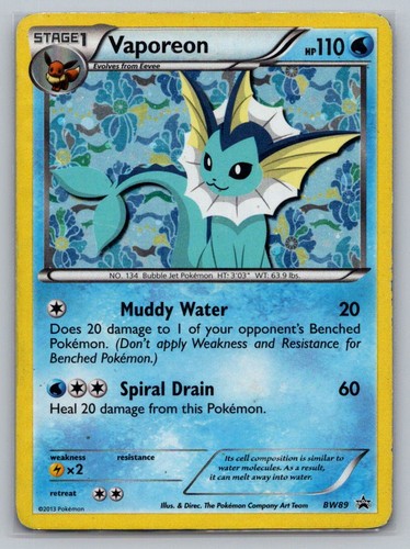Vaporeon BW89 Holo P Black And White Promo Pokemon HP+