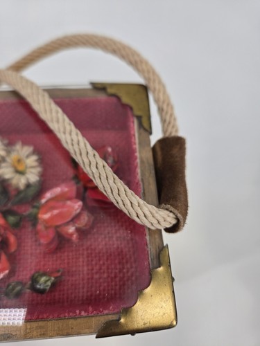 Vintage 60s Floral Decopage Whimsical Wooden 3D Shadow Box Purse Handmade OOAK - Picture 15 of 23