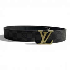 Louis Vuitton Belt 42 / 105cm Damier Graphite Black Gold Buckle Men's -Pre-Owned