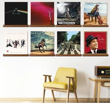 Record Shelves Set of 8 – Vinyl Record Shelf Wall Mount for LP Album Storage ...