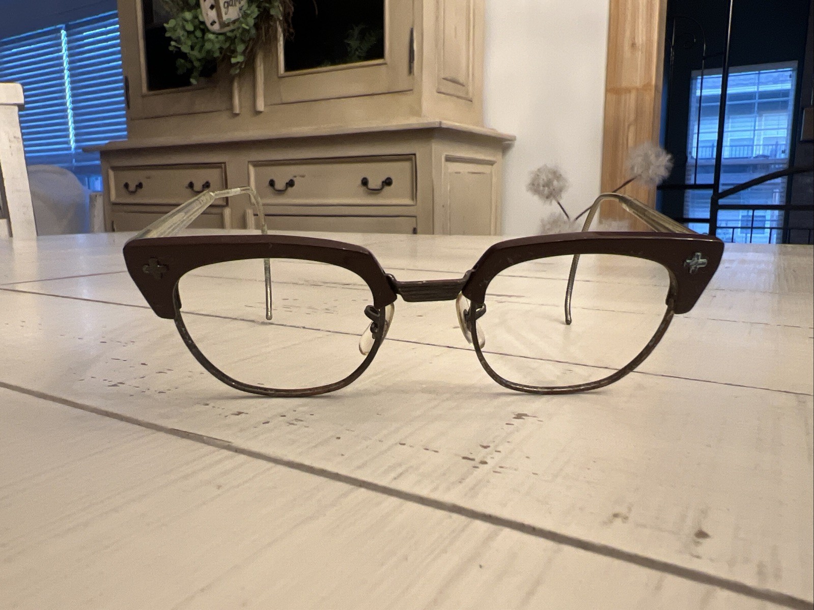 VTG Bausch & Lomb B&L Safety Brown Line Eyeglasses Z87 Brown/Gold 6 1/4 USA