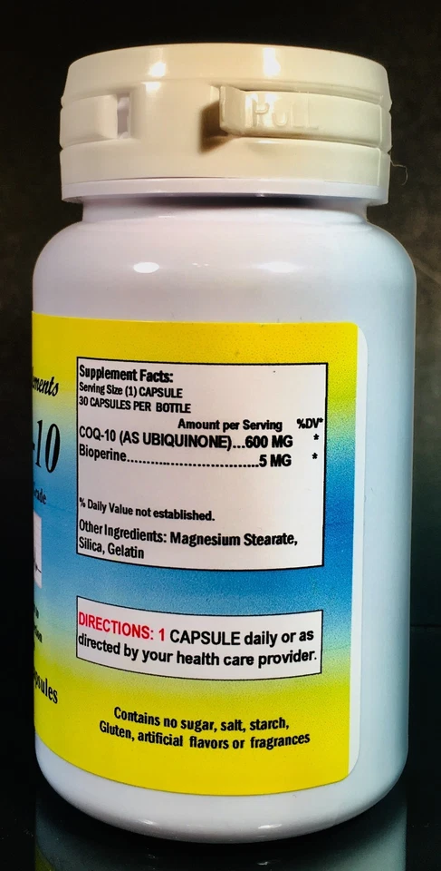 Coq-10 q10, ubiquinona 600 mg, coenzima - 30 cápsulas Foto 2 de 2