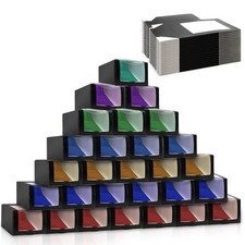 25 Pack Black Gift Boxes with Window for Hat, Paper Hat Display Case, Fold