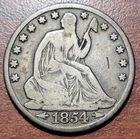 1854-O Seated Liberty Half Dollar ARROWS VG Orig. Toning 50c Silver Type Coin