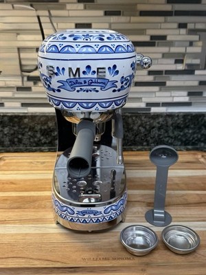 SMEG Dolce & Gabbana Manual Espresso Machine, Blu Mediterraneo Open Box! Read