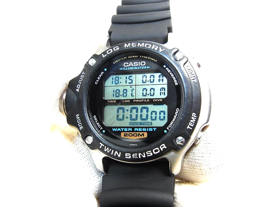 Reloj Casio DEP-610 Doble Sensor Registro Memoria Temp Buceo Acero Inoxidable Qz Funcionando Foto 3 de 4