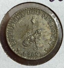 PARAGUAY 20 CENTAVOS 1900 LION World Coin, AU