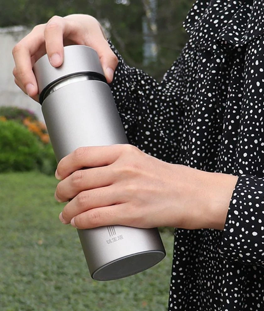 Titanium Vacuum Thermos Bottle Water Cup Flask Mug Tea 450 ML 69*202 MM  Silver