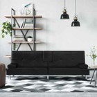 NNEVL Sofa Bed with Cup Holders Black Faux Leather