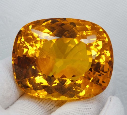 Huge 444.10 Ct Natural Yellow Topaz Cushion Cut Certified Loose Gemstone Brazil - Picture 2 of 8